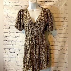 Abercrombie & Fitch Button-Front Leopard Print Dress with Pockets